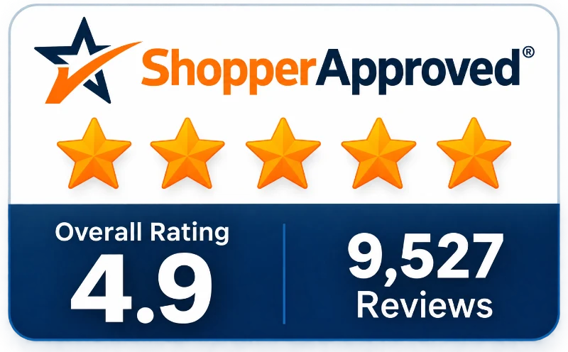 Shopper Approved certificate: 4.9 out of 5 from 9,529+ verified buyer ratings